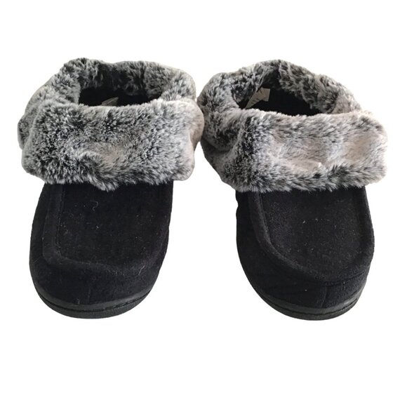 CARTER CLUB -WOMENS BLACK/GREY FAUX FUR SLIPPER SANDALS SIZE 9 - Picture 2 of 7
